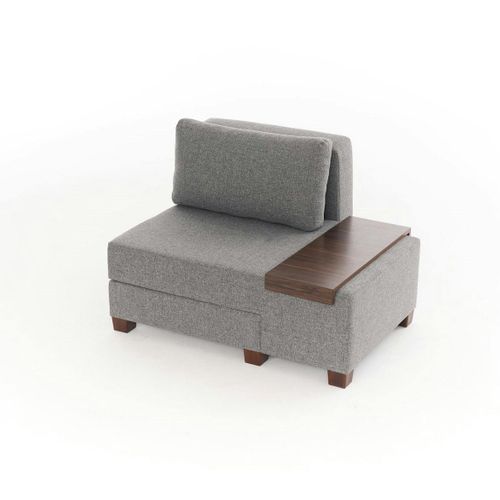 Fauteuil Convertible Gris En Lin, Plateau Droit Buzon