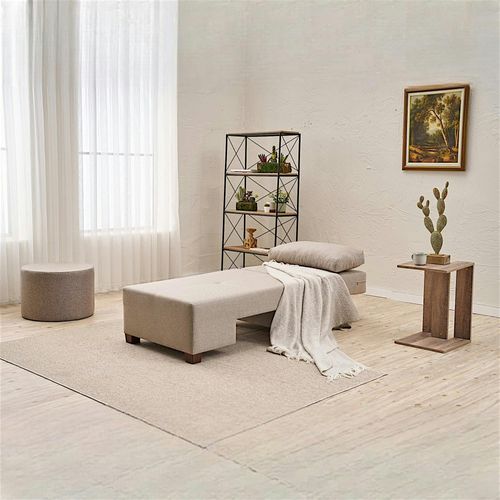 Fauteuil Convertible Écru En Lin, Plateau Droit Buzon