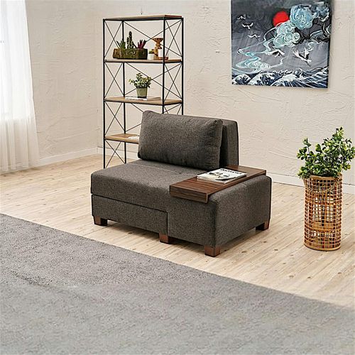 Fauteuil Convertible Anthracite Lin, Plateau Droit Buzon