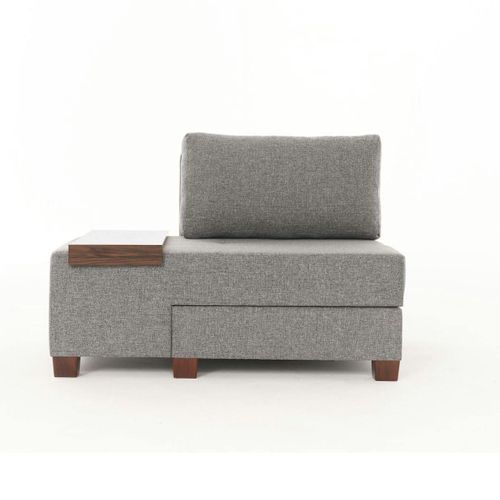 Fauteuil Convertible Gris En Lin, Plateau Gauche Buzon