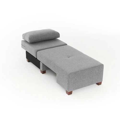 Fauteuil Convertible Gris En Lin, Plateau Gauche Buzon