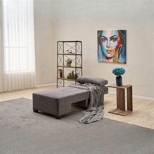 Fauteuil Convertible Gris Chenille, Plateau Droit Buzon