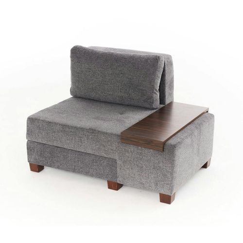 Fauteuil Convertible Gris Chenille, Plateau Droit Buzon