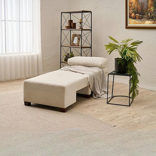 Fauteuil Convertible Écru Chenille, Plateau Droit Buzon