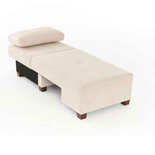 Fauteuil Convertible Écru Chenille, Plateau Droit Buzon