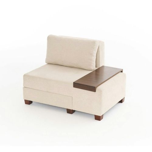 Fauteuil Convertible Écru Chenille, Plateau Droit Buzon