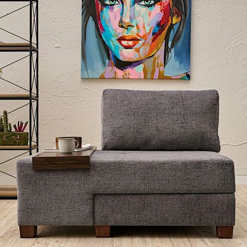 Fauteuil Convertible Gris Chenille, Plateau Gauche Buzon