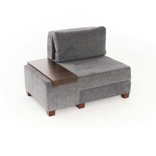 Fauteuil Convertible Gris Chenille, Plateau Gauche Buzon