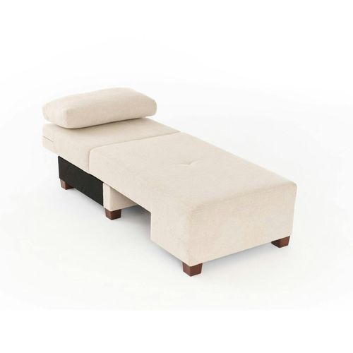 Fauteuil Convertible Écru Chenille, Plateau Gauche Buzon