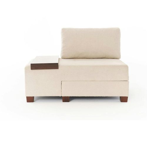 Fauteuil Convertible Écru Chenille, Plateau Gauche Buzon