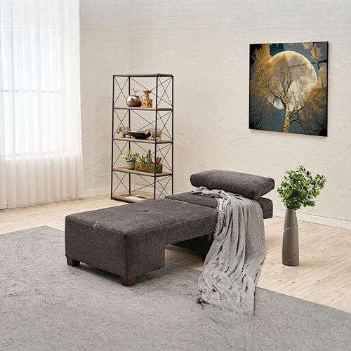 Fauteuil Convertible Anthracite Chenille, Plateau Gauche Buzon