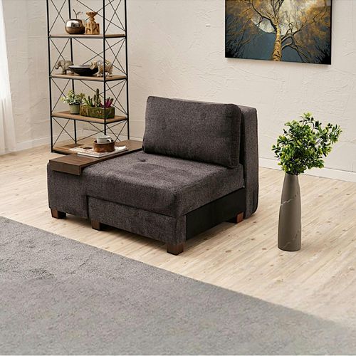 Fauteuil Convertible Anthracite Chenille, Plateau Gauche Buzon