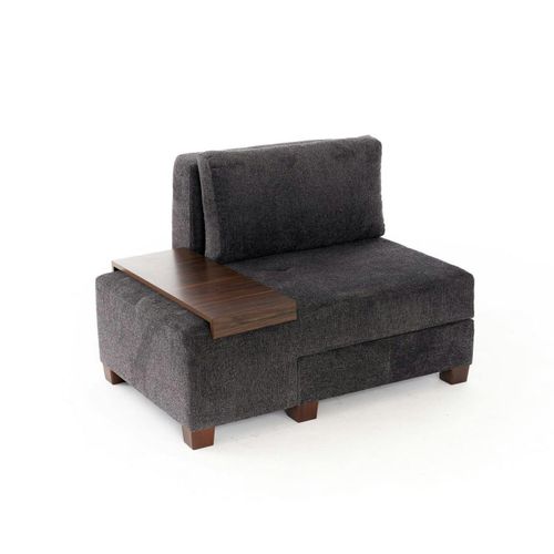 Fauteuil Convertible Anthracite Chenille, Plateau Gauche Buzon