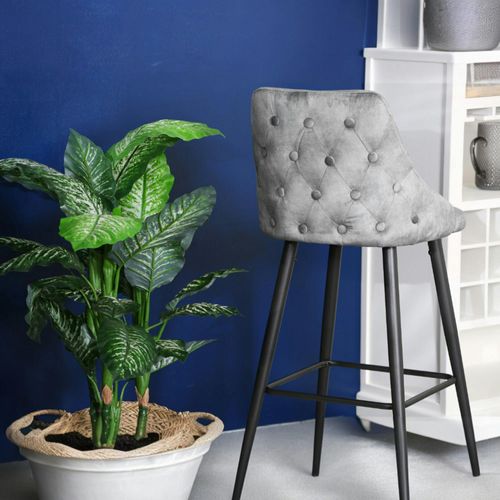 Chaise De Bar Velours Gris (lot De 2) Malmoe