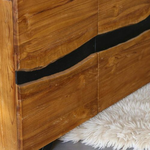 Buffet Moderne Bois Recyclé Teck Laque Noire 200 Cm Barbade