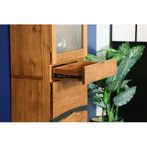 Colonne De Rangement Bois Recyclé Teck Laque Noire Barbade