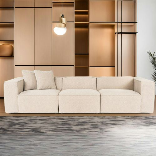 Canapé 4 Places Beige Rosé Design Coutures Apparentes Ostuni