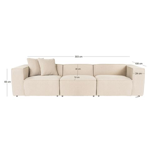 Canapé 4 Places Beige Rosé Design Coutures Apparentes Ostuni