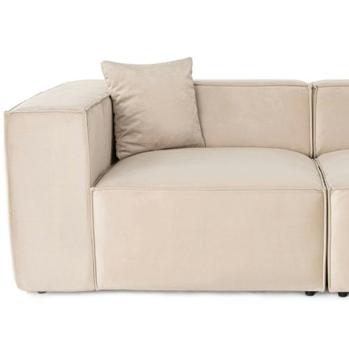 Canapé 3 Places Beige Crème Coutures Apparentes Ostuni