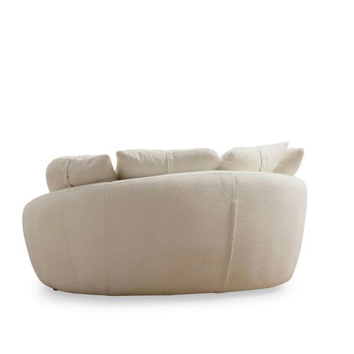 Canapé En Bouclette Blanc Design Organique 155 Cm Lucca