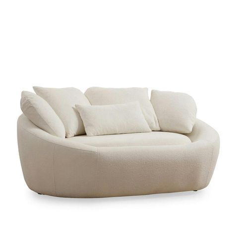 Canapé En Bouclette Blanc Design Organique 155 Cm Lucca