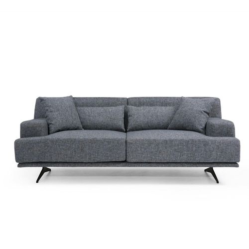 Canapé 2 Places Gris Moderne, Pieds Métal Noir Crewe