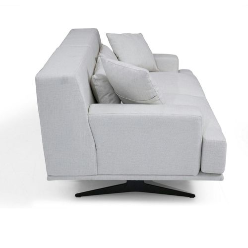 Canapé 2 Places Écru Moderne, Pieds Métal Noir Crewe