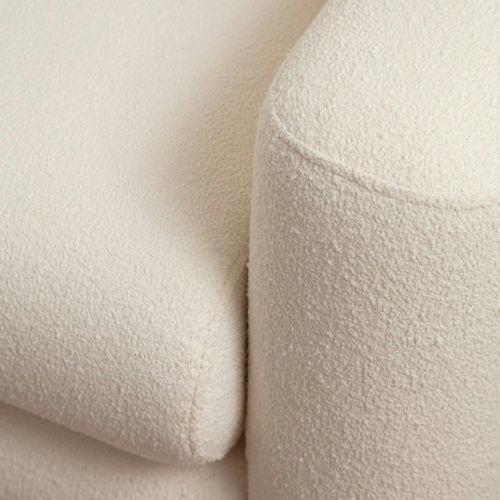 Canapé 2 Places Écru Tissu Bouclette, Lignes Arrondies Lucca