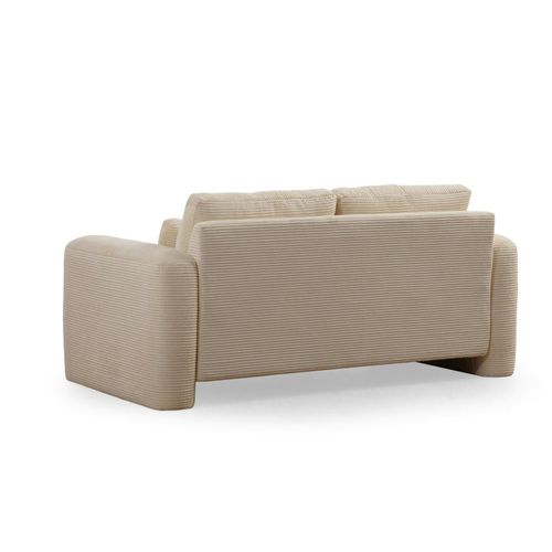 Canapé 2 Places Beige Velours Côtelé, Lignes Arrondies Lucca