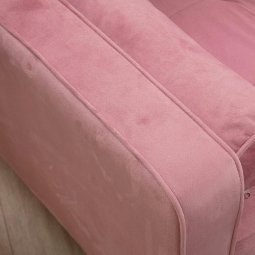 Canapé 3 Places Velours Rose Avec Coussins Polochons Chiba