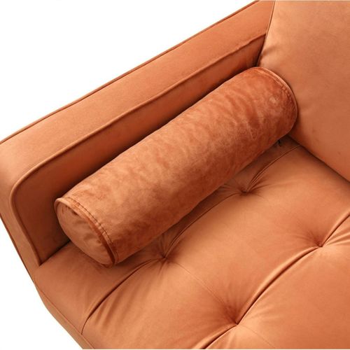 Canapé 3 Places Velours Rouille Avec Coussins Polochons Chiba