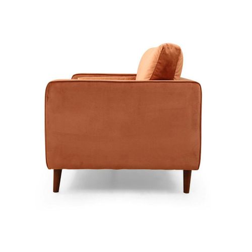 Canapé 3 Places Velours Rouille Avec Coussins Polochons Chiba