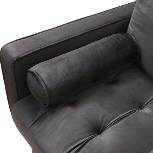 Canapé 3 Places Velours Noir Avec Coussins Polochons Chiba