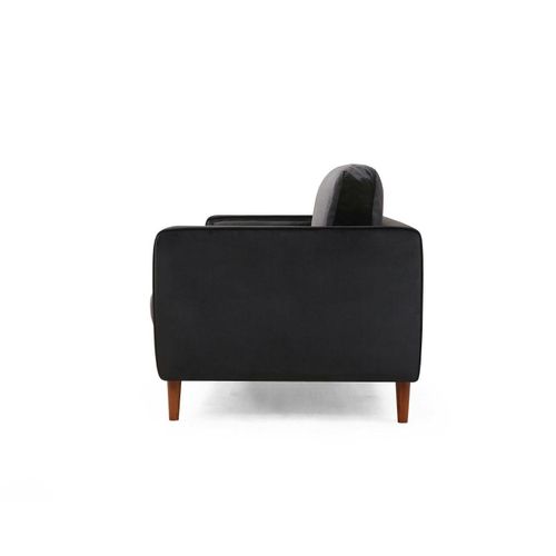 Canapé 3 Places Velours Noir Avec Coussins Polochons Chiba