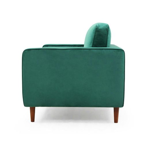 Canapé 2 Places Velours Vert Avec Coussins Polochons Chiba