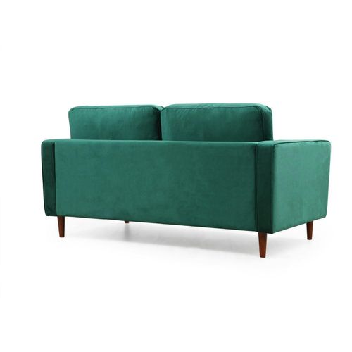 Canapé 2 Places Velours Vert Avec Coussins Polochons Chiba