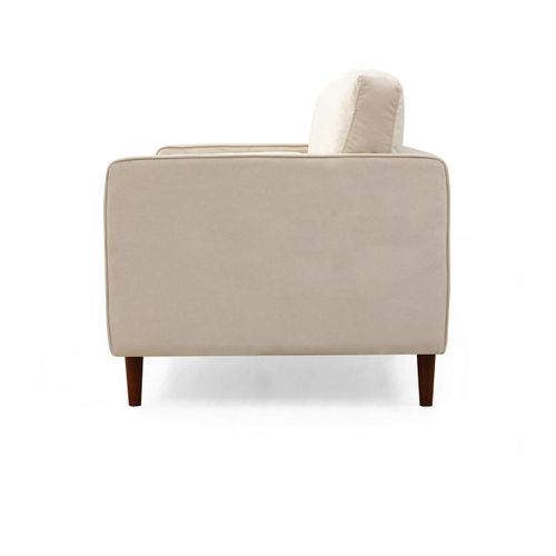 Canapé 2 Places Velours Beige Crème, Coussins Polochons Chiba