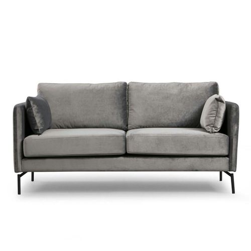 Canapé En Velours 2 Places Gris, Accoudoirs Fins Ranchi