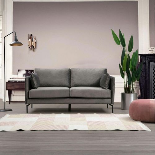 Canapé En Velours 2 Places Gris, Accoudoirs Fins Ranchi