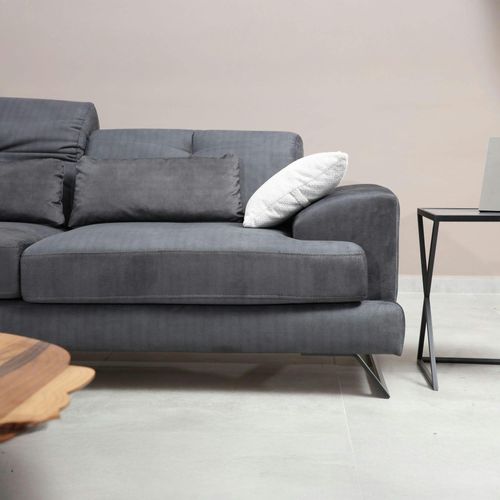 Canapé 2 Places Anthracite Avec Dossier Inclinable Milo