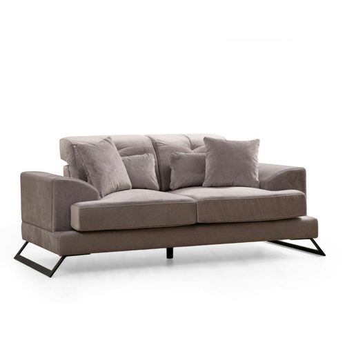 Canapé 2 Places Gris Clair Avec Dossier Inclinable Milo