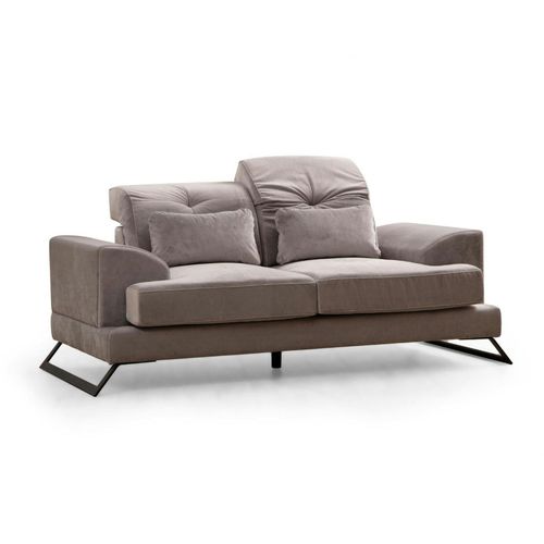 Canapé 2 Places Gris Clair Avec Dossier Inclinable Milo