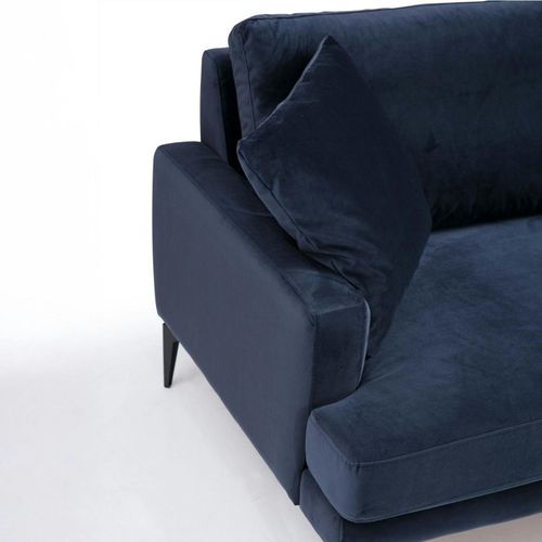 Canapé 2 Places Bleu En Tissu Velours 175 Cm Seattle