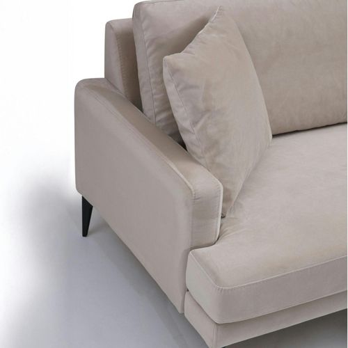 Canapé 2 Places Beige En Tissu Velours 175 Cm Seattle