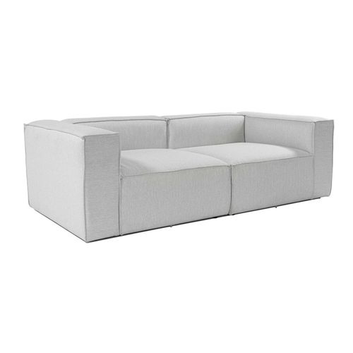 Canapé 2 Places Lin Gris Clair, Accoudoirs Carrés Spello