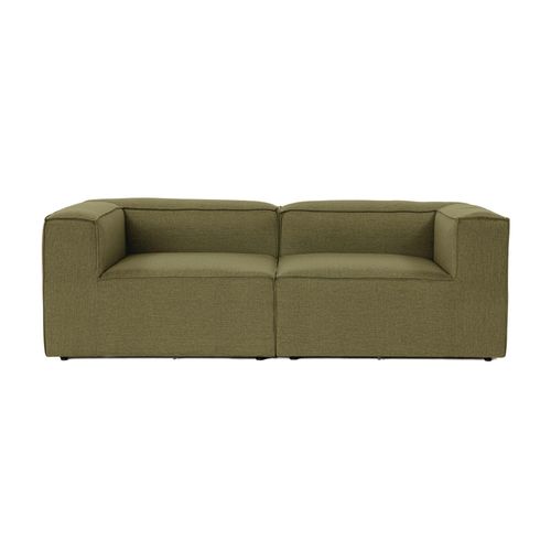 Canapé 2 Places Lin Vert, Accoudoirs Carrés Spello