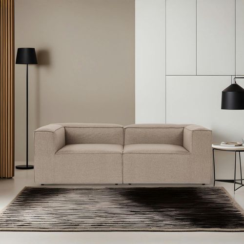 Canapé 2 Places Lin Taupe, Accoudoirs Carrés Spello
