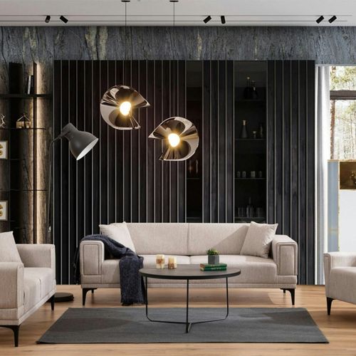 Canapé 2 Places Taupe, Accoudoirs Matelassés 170 Cm Lucca