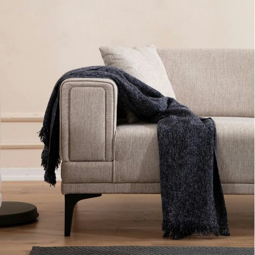 Canapé 2 Places Taupe, Accoudoirs Matelassés 170 Cm Lucca