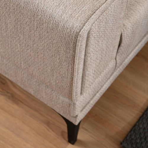 Canapé 2 Places Taupe, Accoudoirs Matelassés 170 Cm Lucca